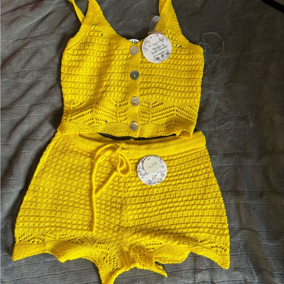 FashionNova Tahlia Crochet Set Yellow - Picture 3 of 4